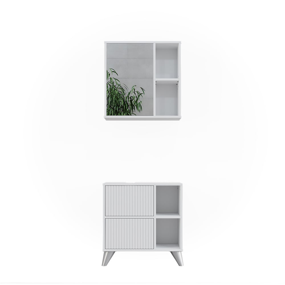 Vicco Badmöbel-Set 2-teilig Weiß 60x62cm style modern Weiß Spanplatte