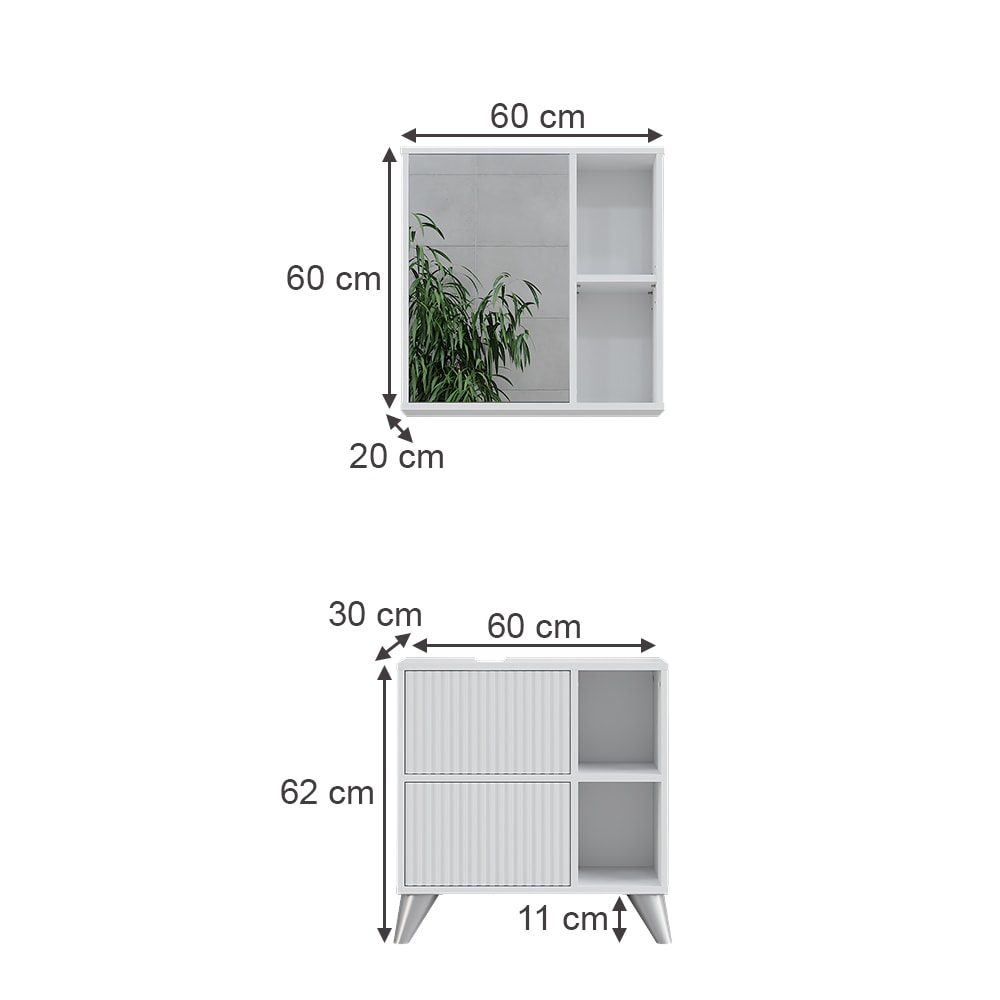 Badmöbel-Set 2-teilig Weiß 60x62cm - Maisons Du Monde