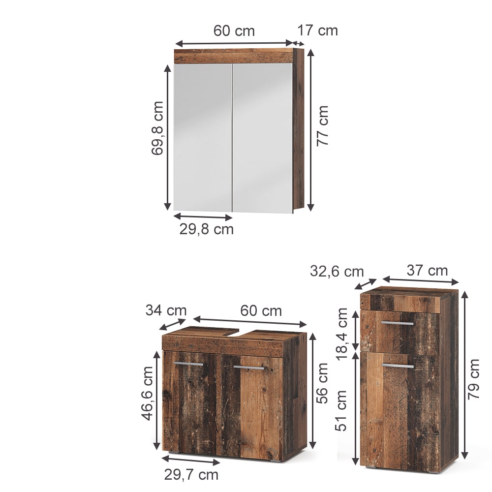 Badmöbel-Set 3-teilig Oldstyle 60x56cm - Maisons Du Monde