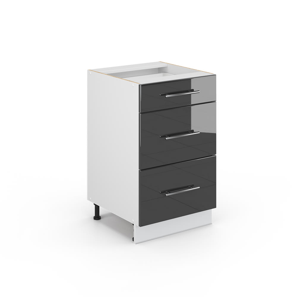Vicco Badschrank ohne Arbeitsplatte, Anthrazit Hochglanz 50 x 82cm style modern Grau Spanplatte