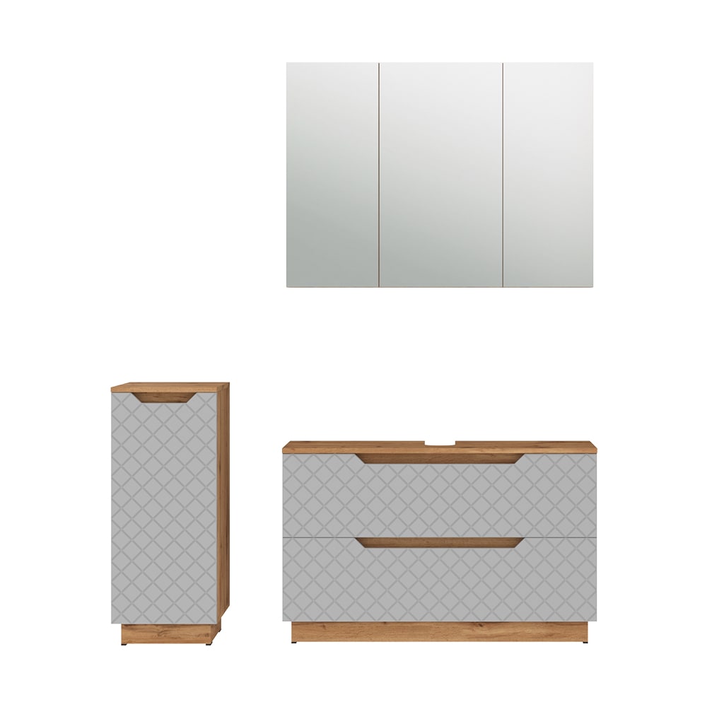 Vicco Badmöbel-Set 3-teilig Grau 100x62.5cm style modern Grau Spanplatte