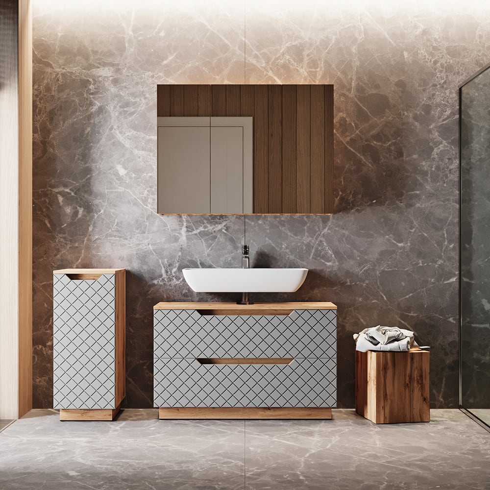 Badmöbel-Set 3-teilig Grau 100x62.5cm - Maisons Du Monde