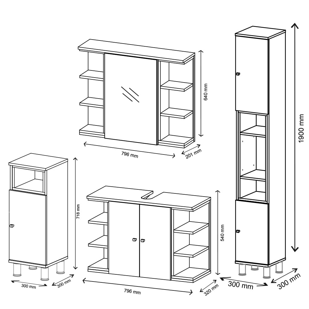 Badmöbel-Set 4-teilig Weiß 80x64cm - Maisons Du Monde
