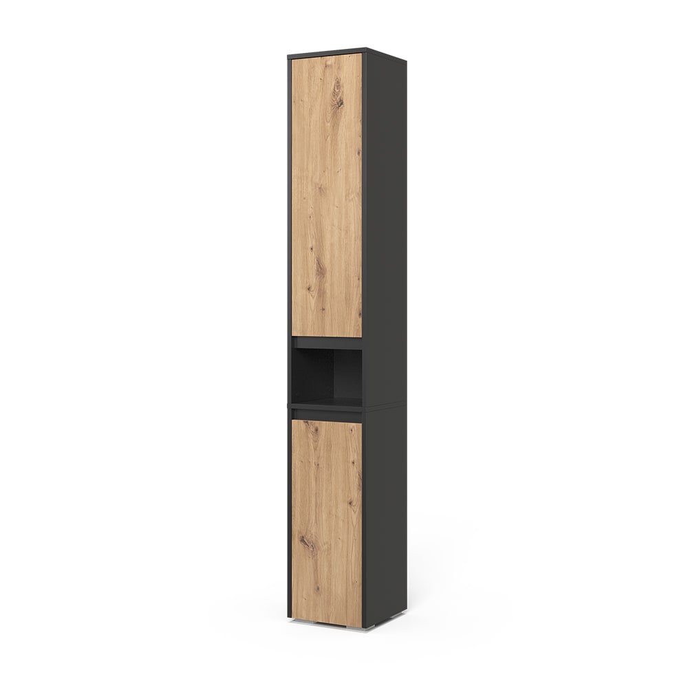 Vicco Badschrank mit 2 Türen Anthrazit/Artisan 30.2x191.5cm style modern Braun Spanplatte