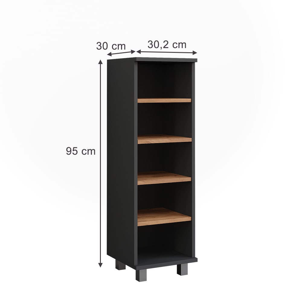 Midischrank mit 5 offenen Fächern Anthrazit 30,2x95cm - Maisons