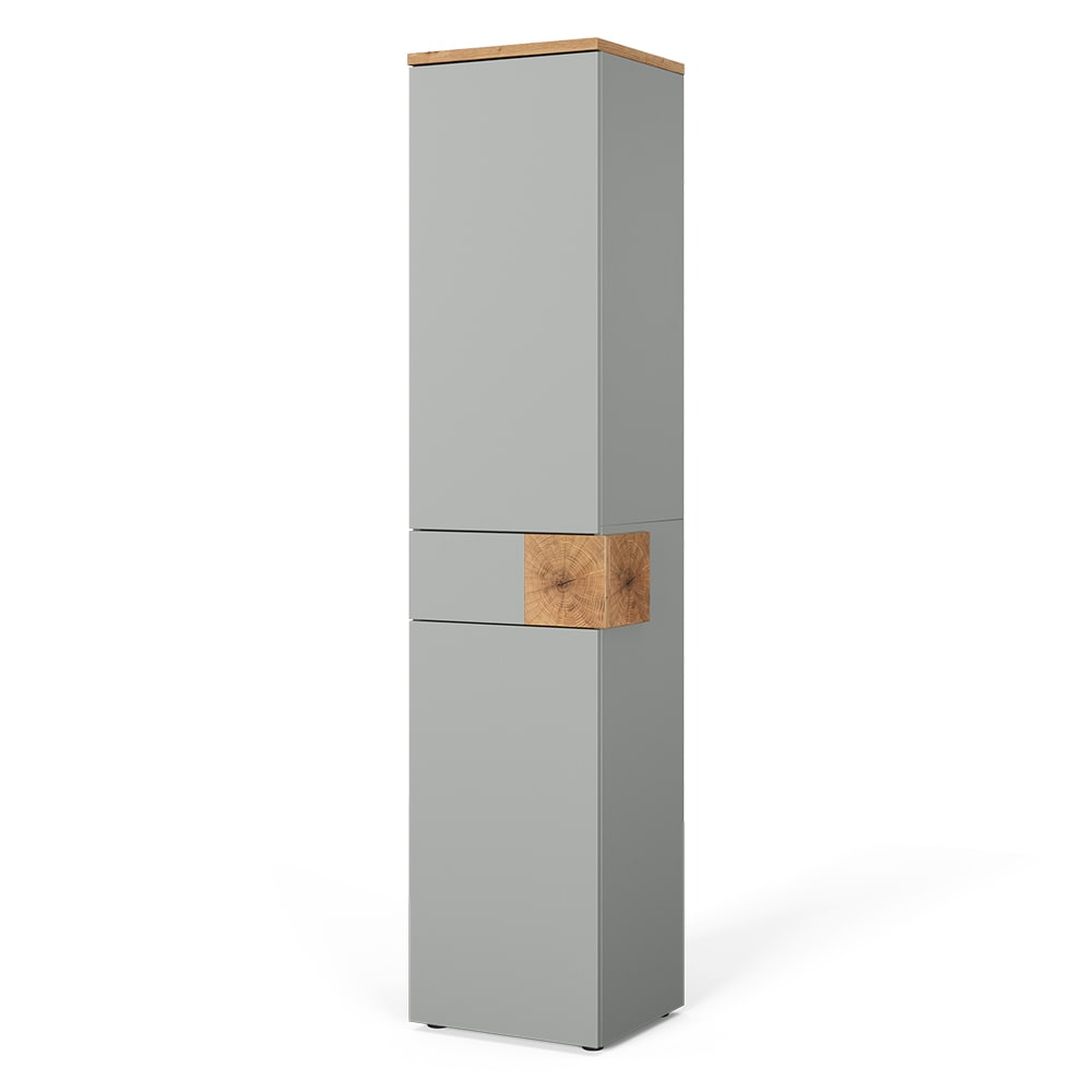 Vicco Hochschrank mit 2 Türen & 1 Schublade Grau/Artisan 40x184.2cm style modern Grau Spanplatte