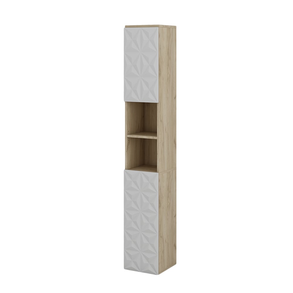 Vicco Badschrank mit 2 Türen und 3 Fächer Weiß 30x189,5cm style modern Weiß Spanplatte