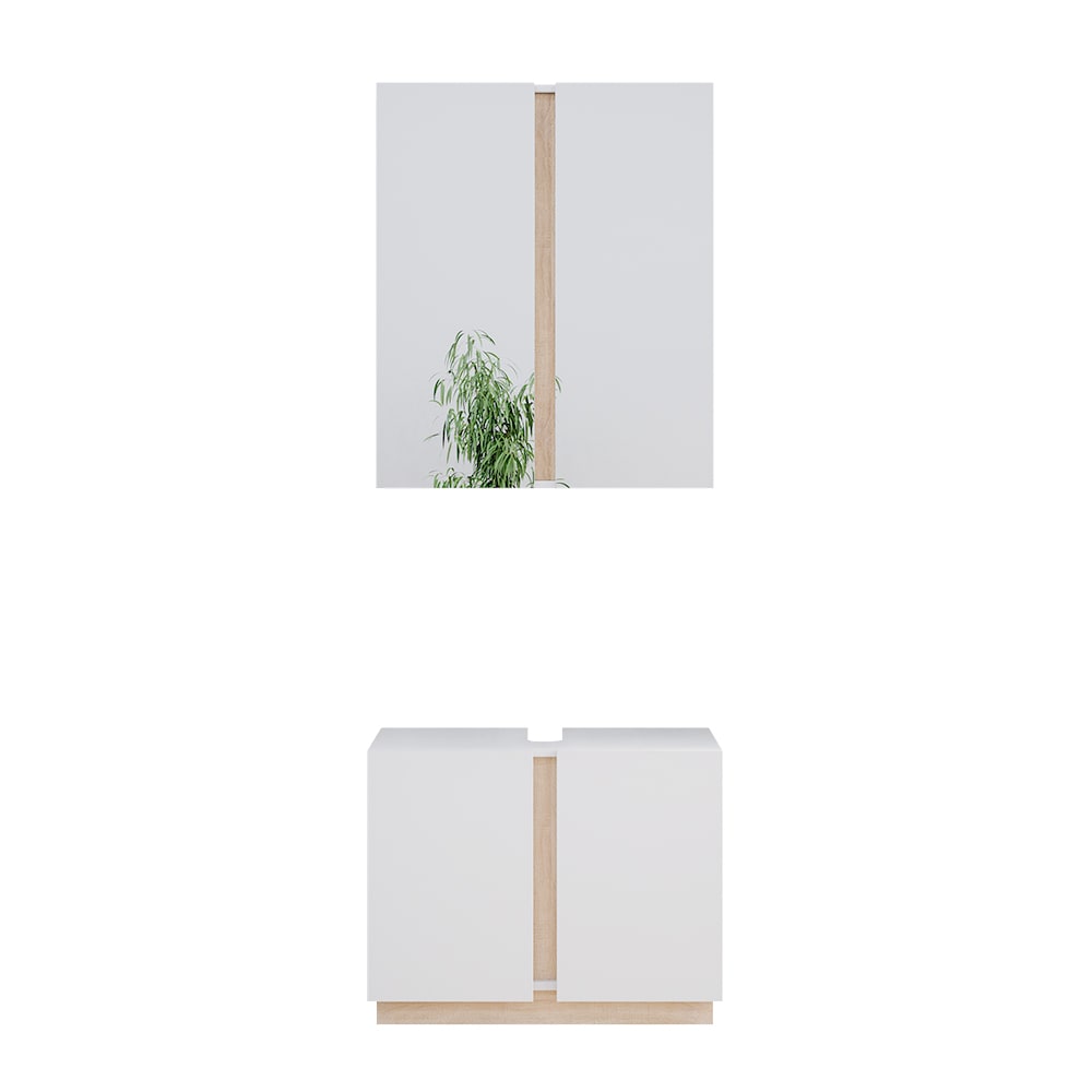 Vicco Badmöbel-Set 2-teilig Weiß 70x55.5cm style modern Weiß Spanplatte