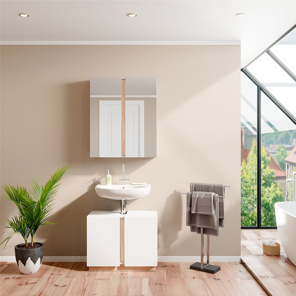 Badmöbel-Set 2-teilig Weiß 70x55.5cm - Maisons Du Monde