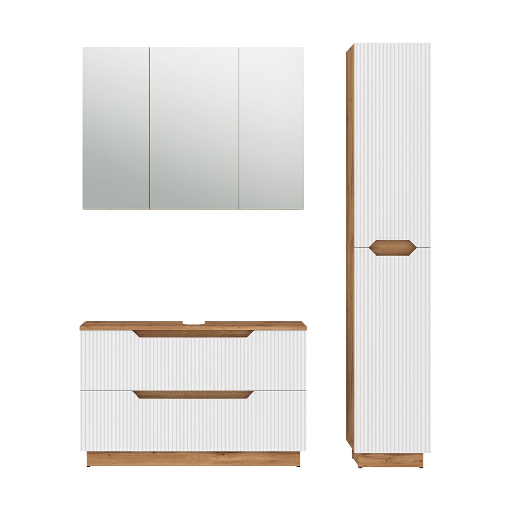 Vicco Badmöbel-Set 3-teilig Weiß 100x62.5cm style modern Weiß Spanplatte