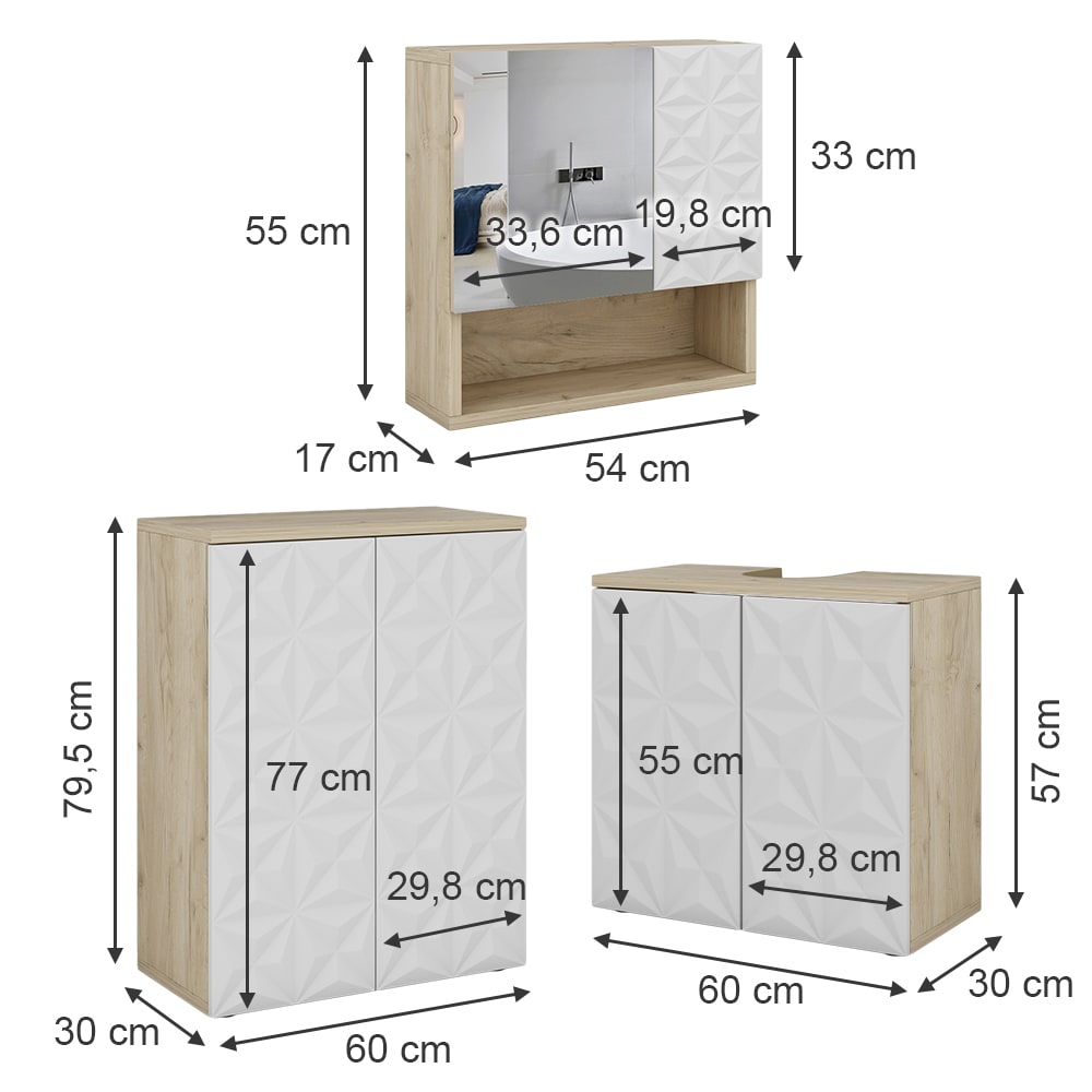 Badmöbel-Set 3-teilig Weiß 60x57cm - Maisons Du Monde