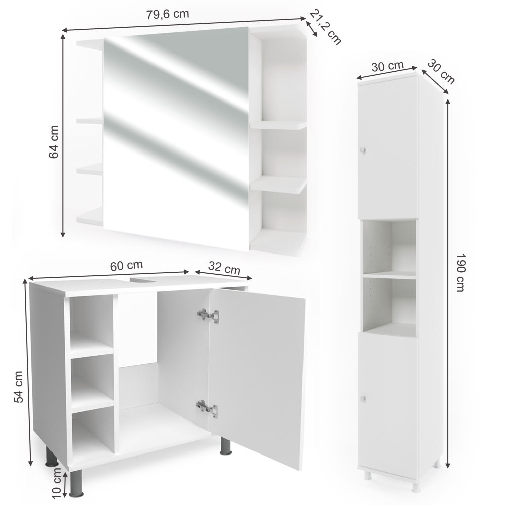 Badmöbel-Set 3-teilig Weiß 60x54cm - Maisons Du Monde