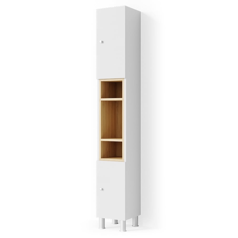 Vicco Badschrank, Weiß 30 x 190cm style modern Weiß Spanplatte