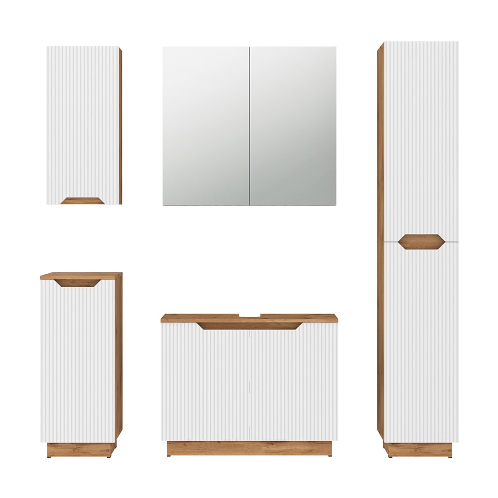 Vicco Badmöbel-Set 5-teilig Weiß 80x62.1cm style modern Weiß Spanplatte