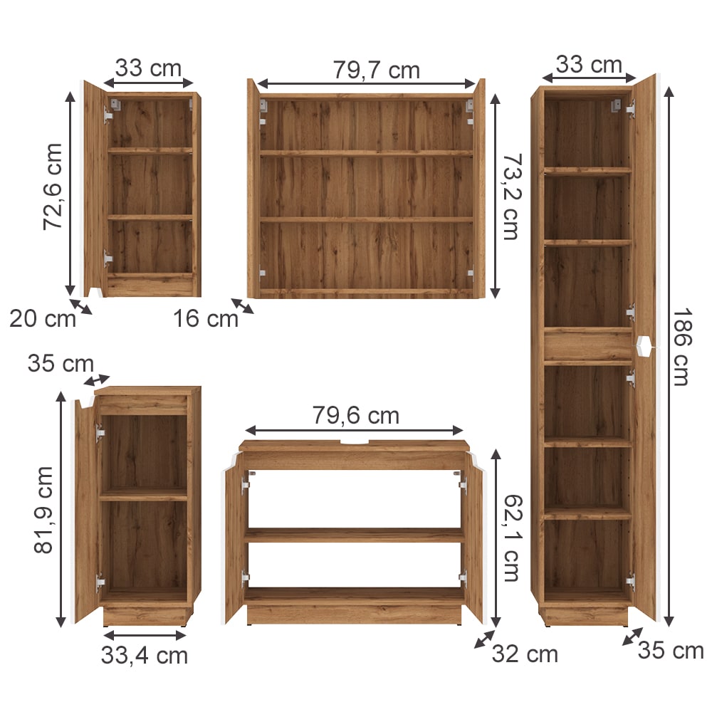 Badmöbel-Set 5-teilig Weiß 80x62.1cm - Maisons Du Monde