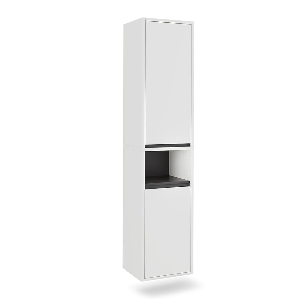 Vicco Hochschrank mit 2 Türen Weiß/Grau 38x170cm style modern Weiß Spanplatte