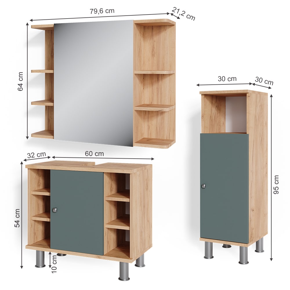 Badmöbel-Set 3-teilig Grün 60x54cm - Maisons Du Monde