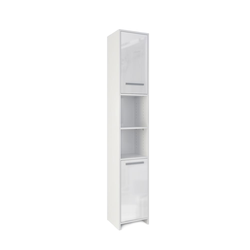 Vicco Badschrank Weiß Hochglanz/Weiß 30x190cm style modern Weiß Spanplatte