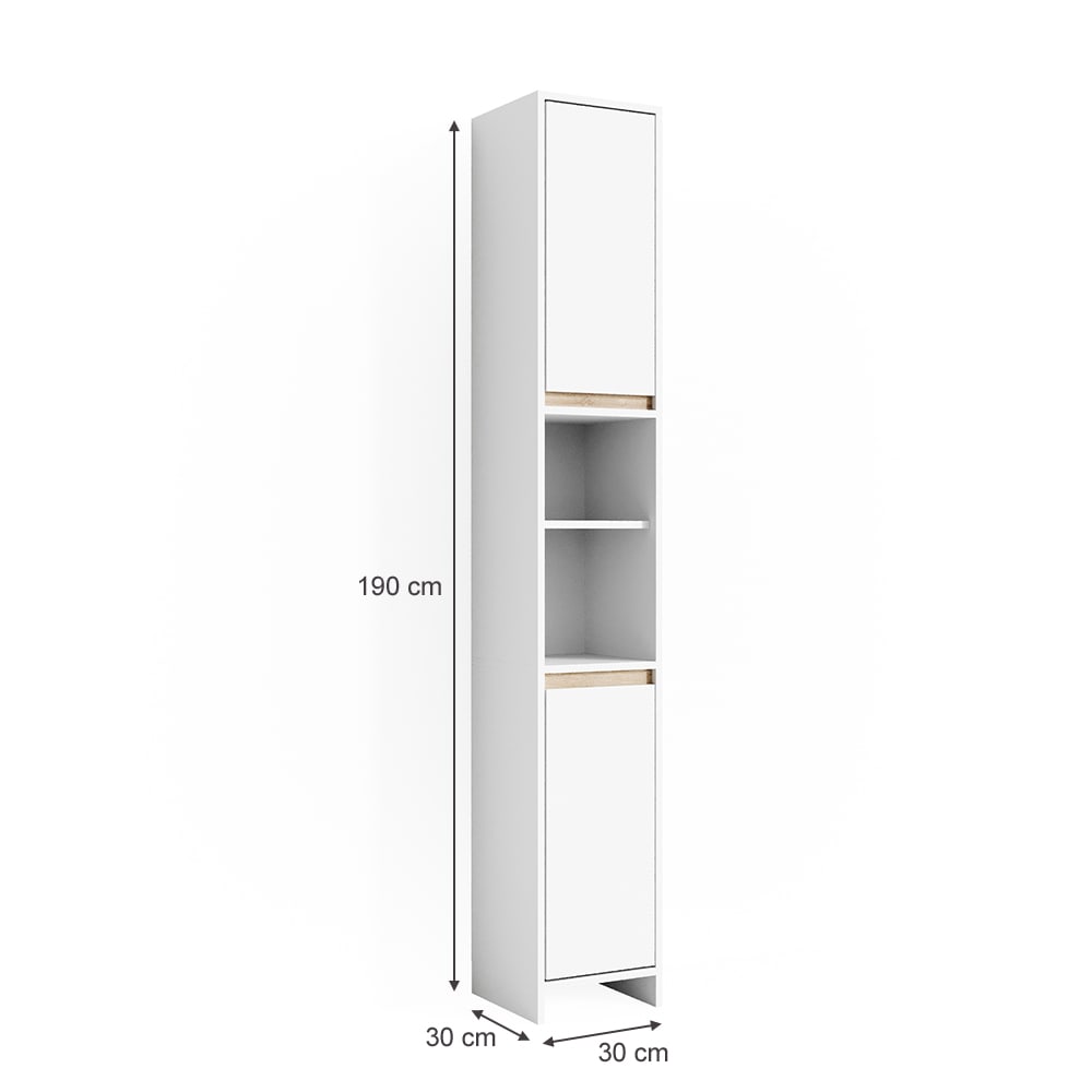 Badschrank, Weiß/Sonoma 30 x 190cm - Maisons Du Monde
