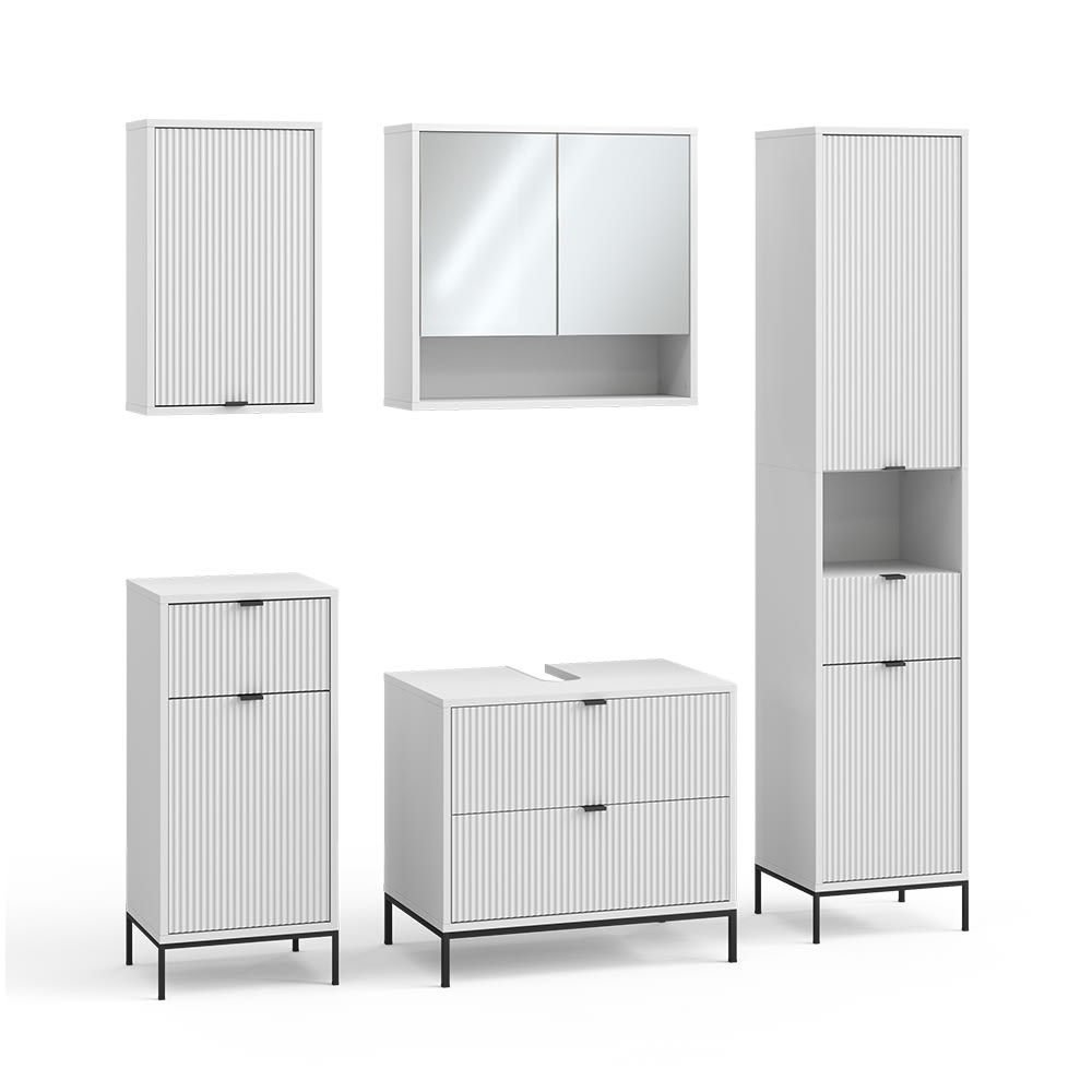 Vicco Badmöbel-Set 5-teilig Weiß 70x63cm style modern Weiß Spanplatte