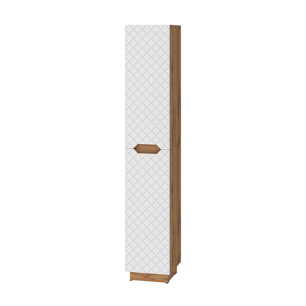 Vicco Badschrank mit 2 Türen Eiche/Weiß mit Kachelstruktur 33x186cm style modern Weiß Spanplatte