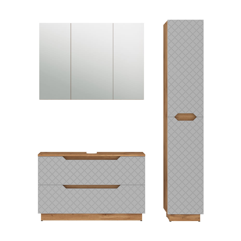 Vicco Badmöbel-Set 3-teilig Grau 100x62.5cm style modern Grau Spanplatte