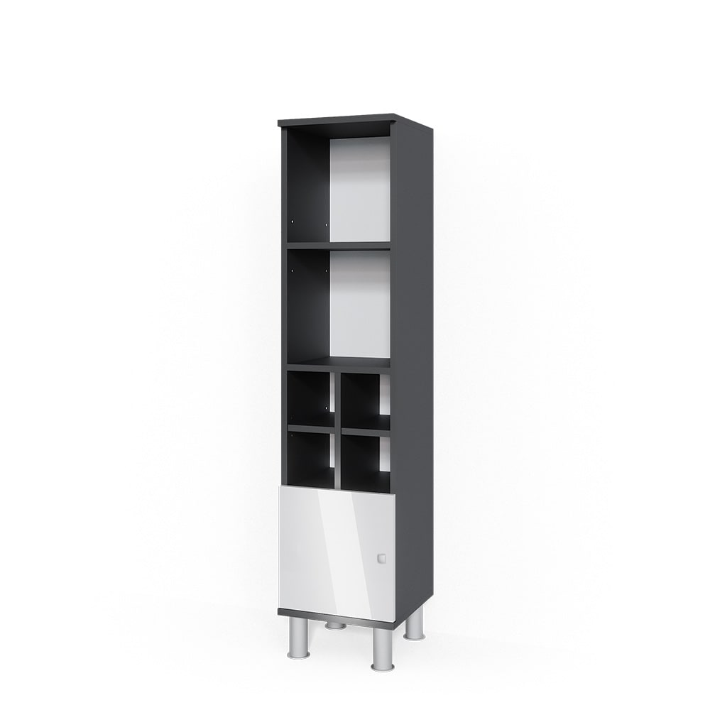 Vicco Midischrank kleine Tür, Weiß Hochglanz 30 x 130.6cm style modern Weiß Spanplatte