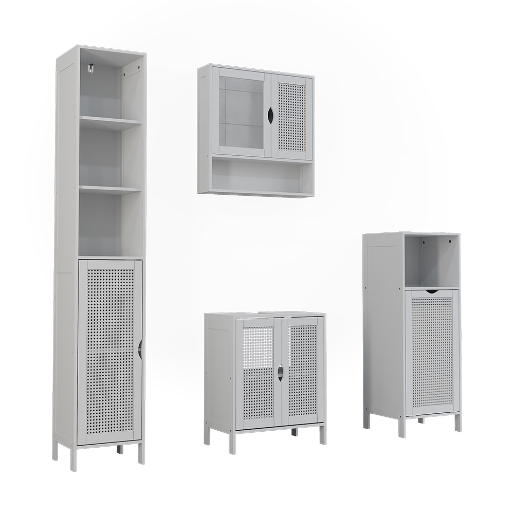 Vicco Badmöbel-Set 4-teilig Weiß 50x60cm style modern Weiß Spanplatte
