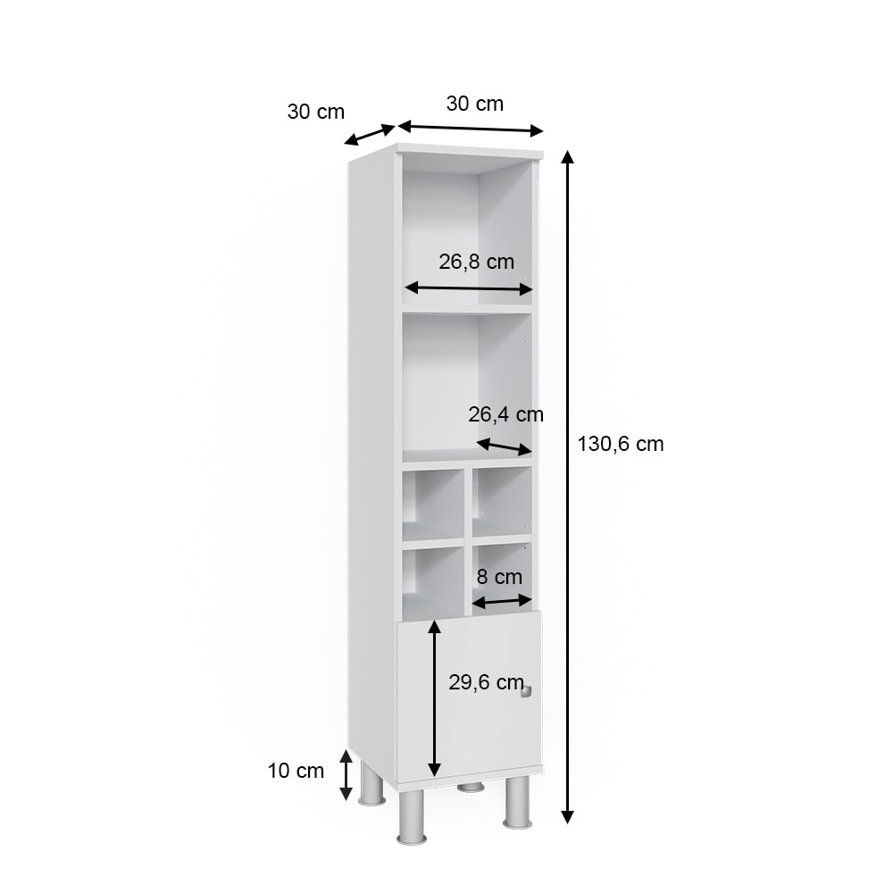 Midischrank kleine Tür, Weiß 30 x 130.6cm - Maisons Du Monde