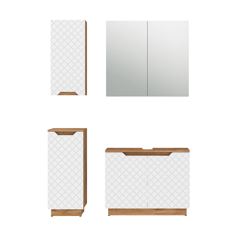 Vicco Badmöbel-Set 4-teilig Weiß 80x62.1cm style modern Weiß Spanplatte