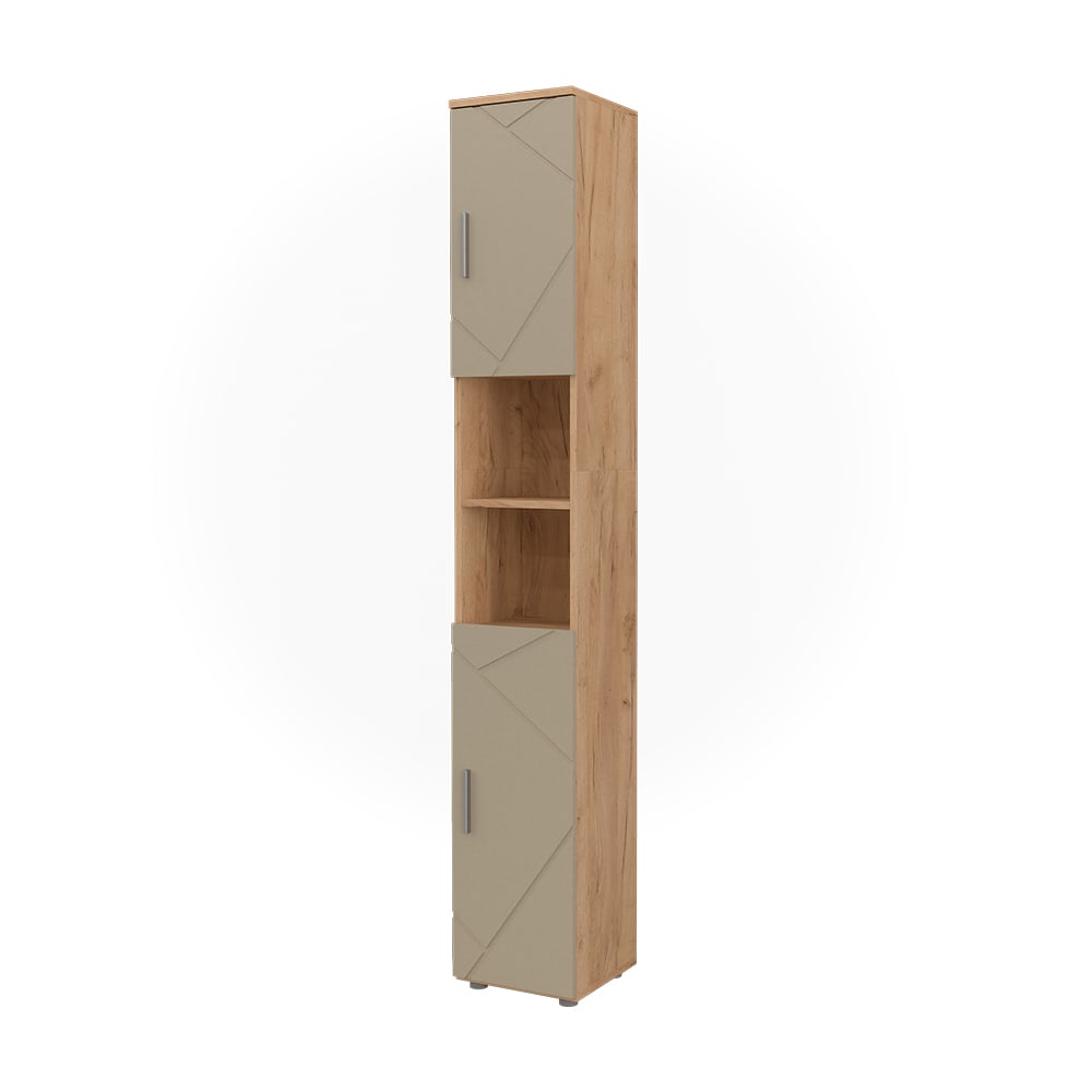 Vicco Badschrank Goldkraft Eiche 30x192cm style modern Beige Spanplatte
