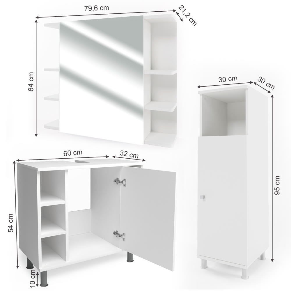 Badmöbel-Set 3-teilig Weiß 60x54cm - Maisons Du Monde