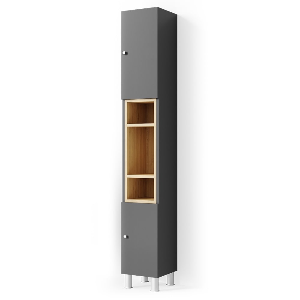 Vicco Badschrank, Anthrazit 30 x 190cm style modern Grau Spanplatte