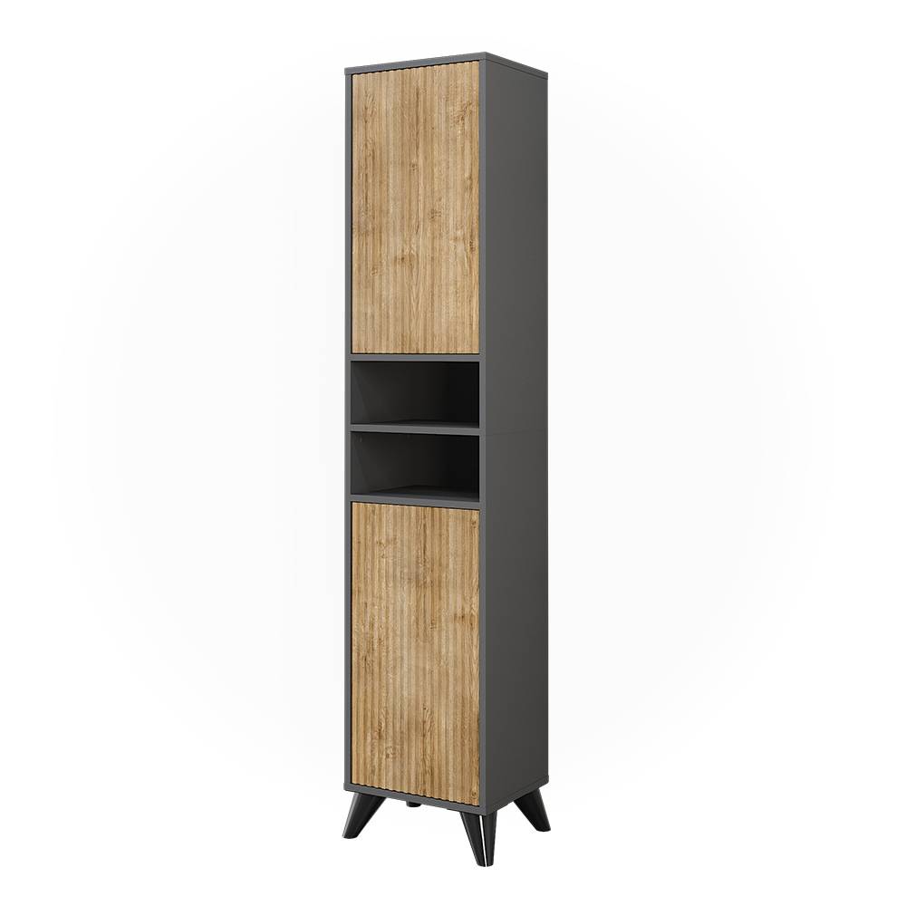 Vicco Badschrank mit 2 Türen Anthrazit/Bergeiche 38x180cm style modern Grau Spanplatte