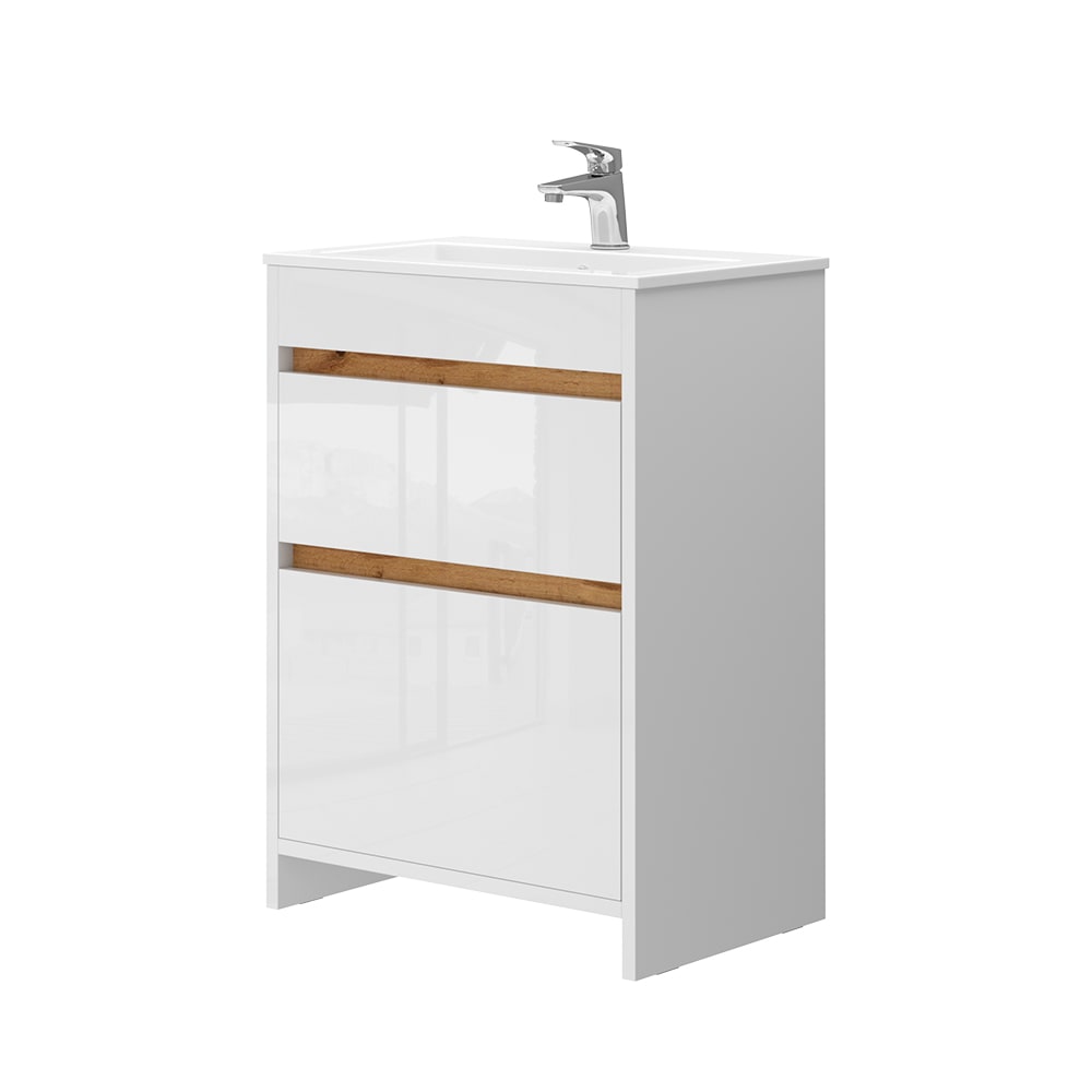 Vicco Badmöbel Set 2 Teile, Unterschrank 60 cm, Weiß 60 x 81.9cm style modern Weiß Spanplatte