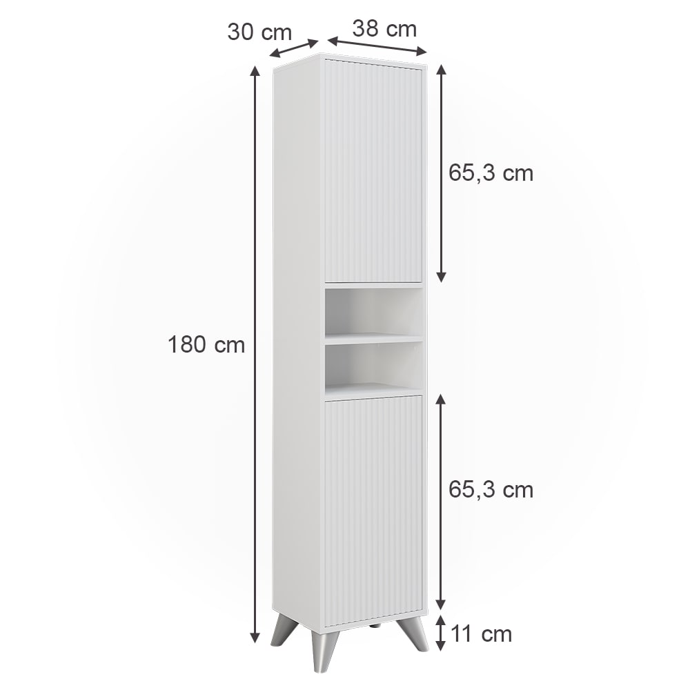 Badschrank mit 2 Türen Weiß 38x180cm - Maisons Du Monde