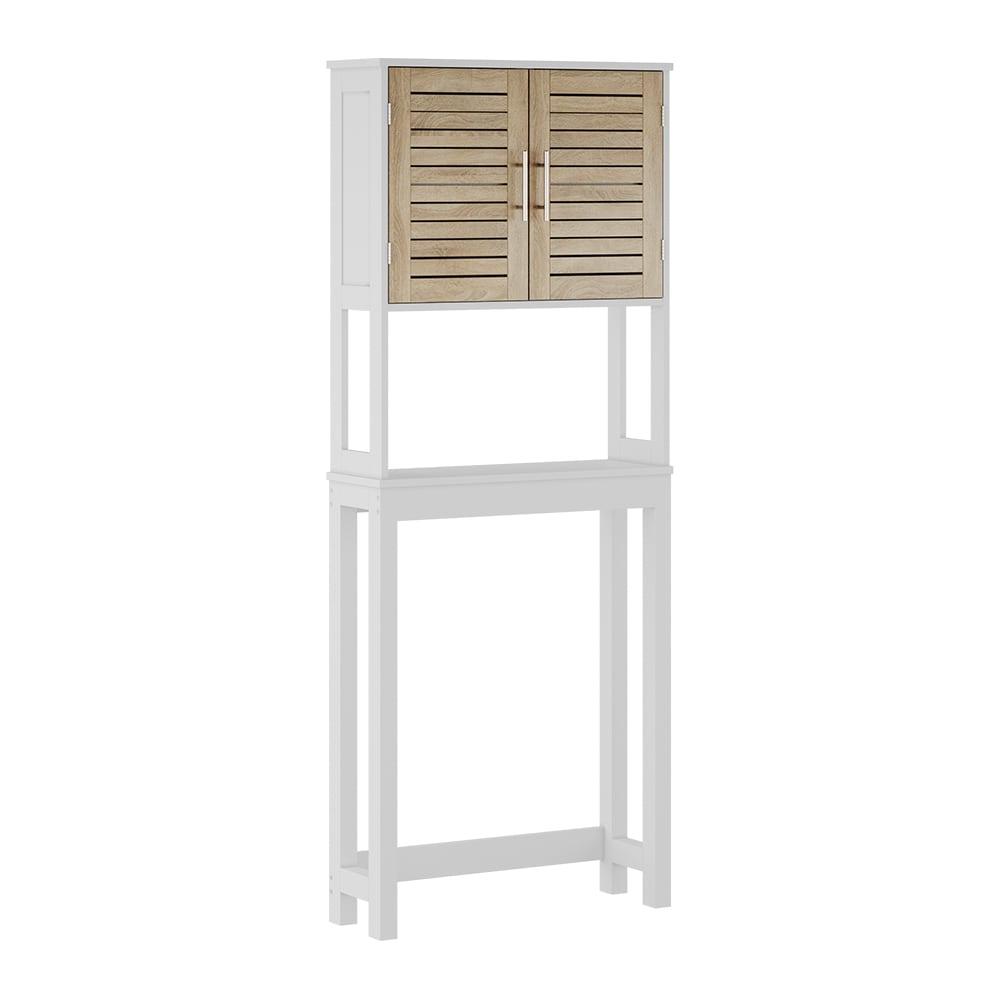 Vicco Toilettenschrank mit 2 geschlossenen Fächern Weiß/Eiche 70x180cm style modern Weiß Spanplatte