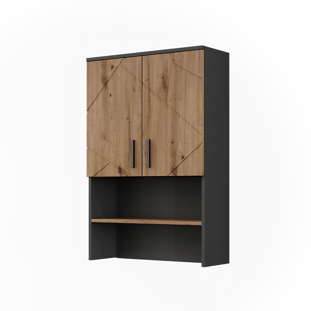 Vicco Aufbau für Waschmaschinenschrank mit 2 Türen Anthrazit 68x103,5cm style modern Grau Spanplatte