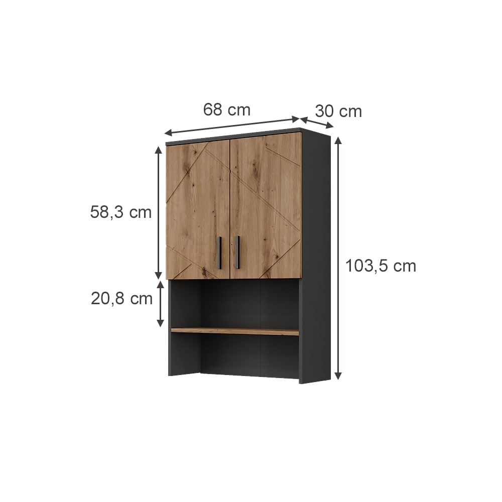 Aufbau für Waschmaschinenschrank mit 2 Türen Anthrazit 68x103,5cm