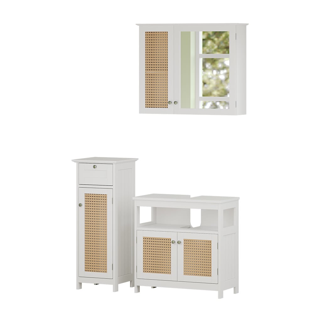 Vicco Badmöbel-Set 3-teilig Weiß 60x60cm style modern Weiß Spanplatte