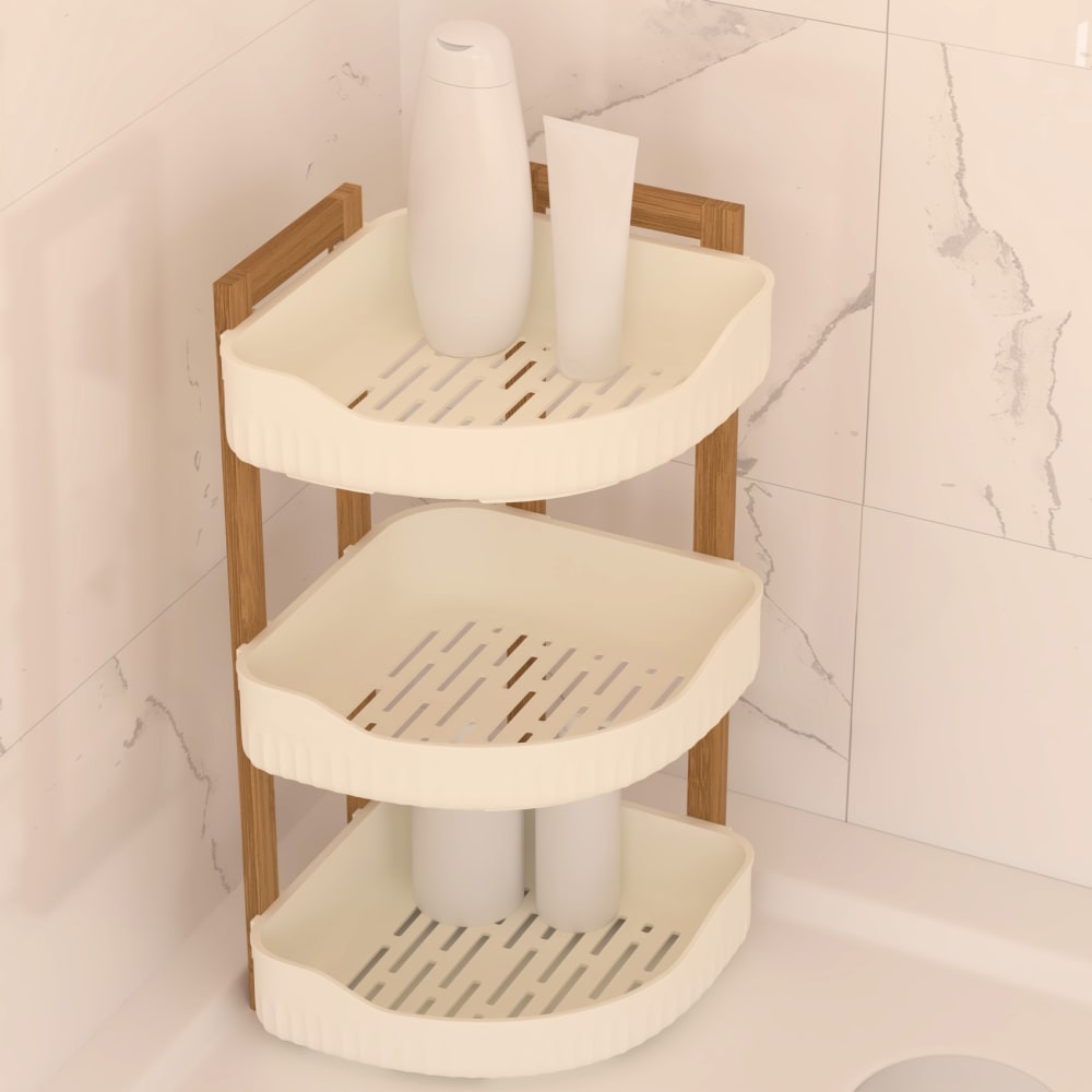 Eckduschregal 3 Ebenen Bambus und Kunststoff - Maisons Du Monde