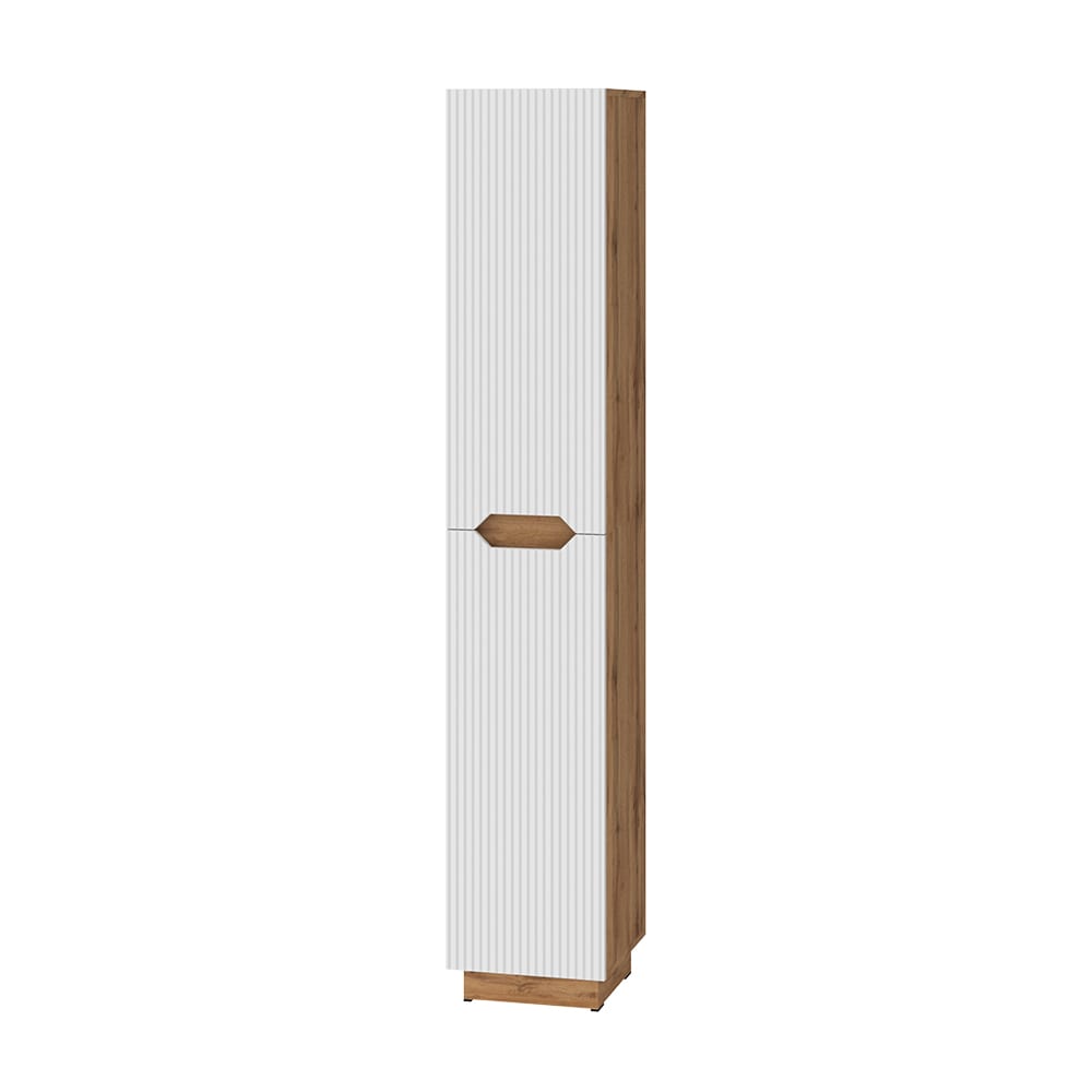 Vicco Badschrank mit 2 Türen Eiche/weiß gestreift 33x186cm style modern - Spanplatte