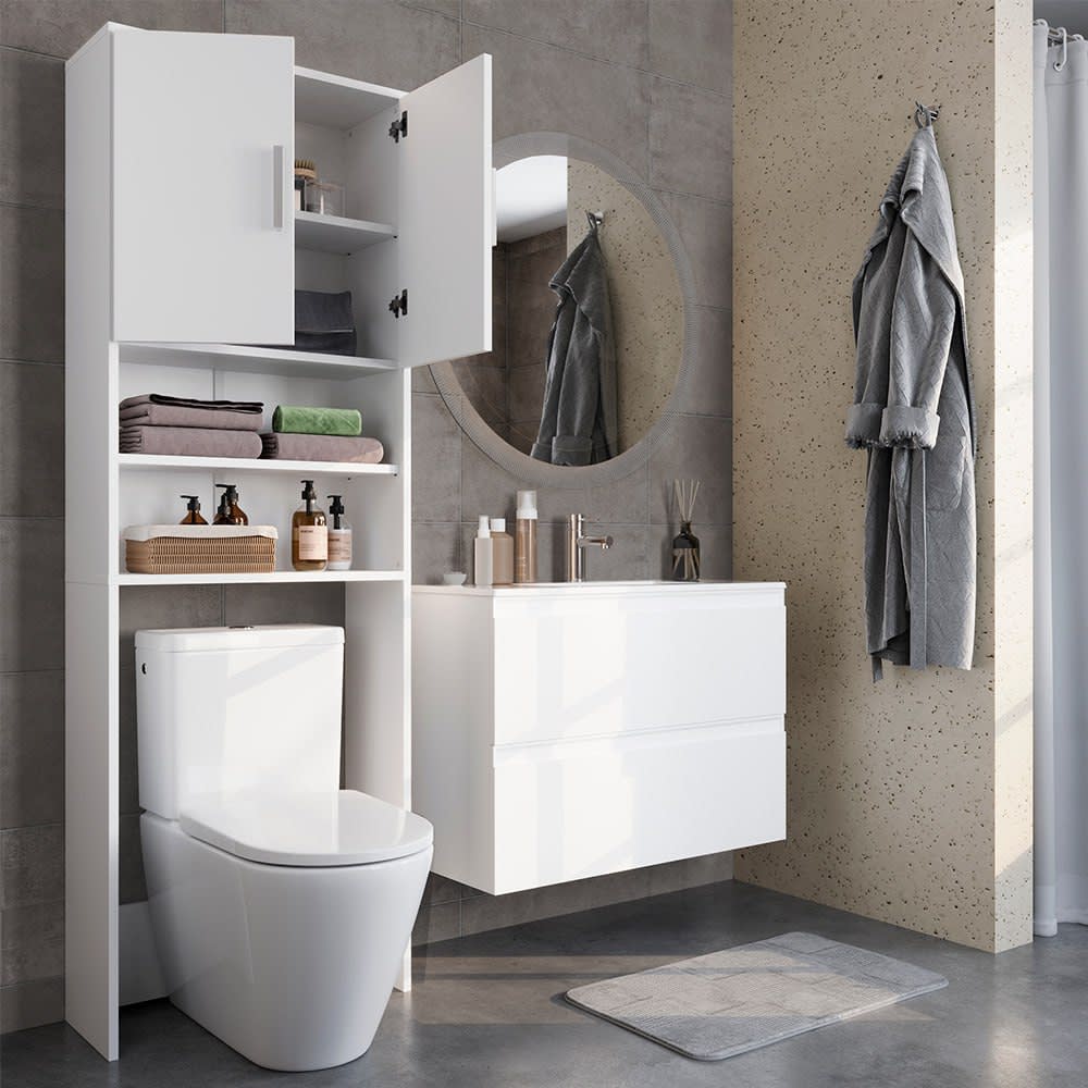 Toilettenschrank mit 2 Türen, Weiß 64 x 190cm - Maisons Du Monde