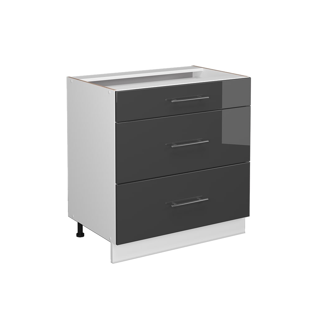 Vicco Badschrank mit 3 Schubladen ohne Arbeitsplatte Anthrazit Hochglanz style modern Grau Spanplatte