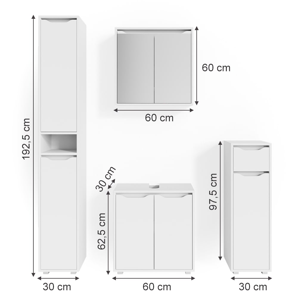 Badmöbel-Set 4-teilig Weiß 60x62.5cm - Maisons Du Monde