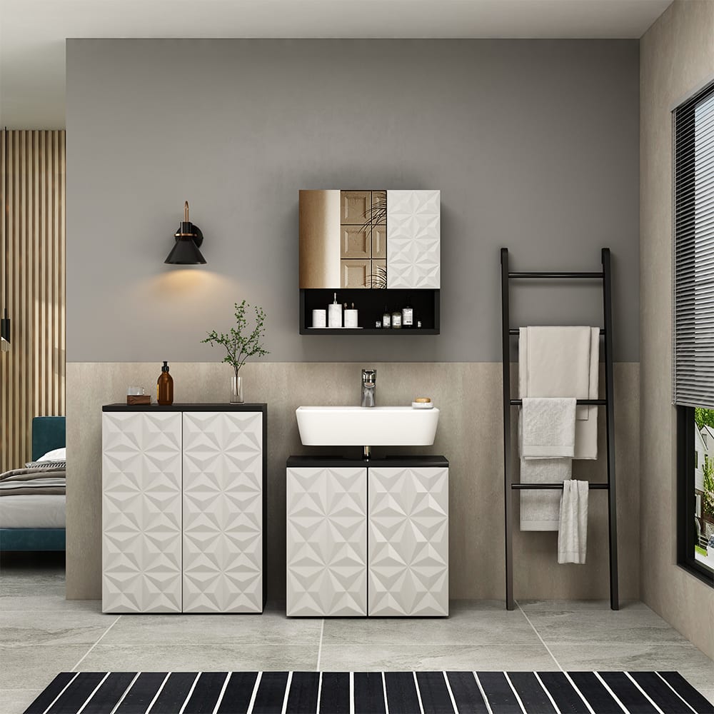 Badmöbel-Set 3-teilig Schwarz 60x57cm - Maisons Du Monde