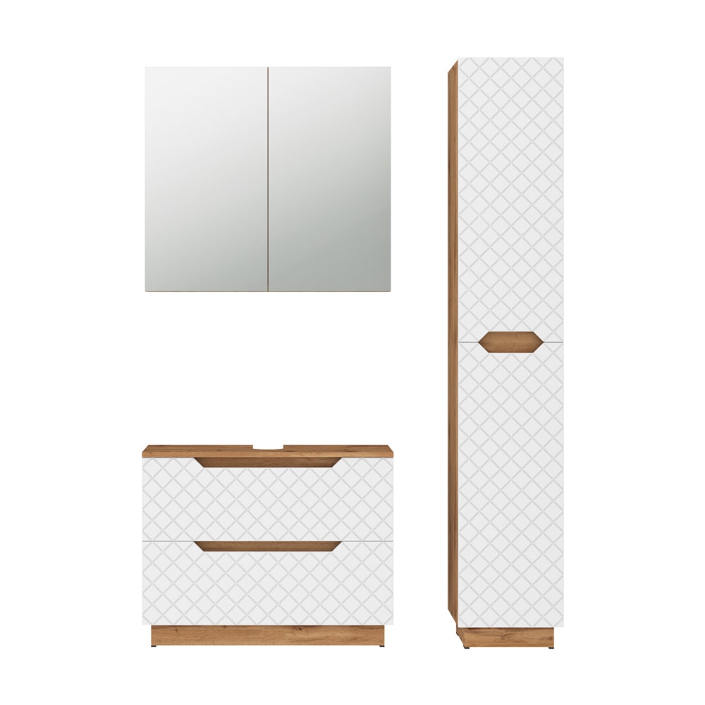 Vicco Badmöbel-Set 3-teilig Weiß 80x62.5cm style modern Weiß Spanplatte
