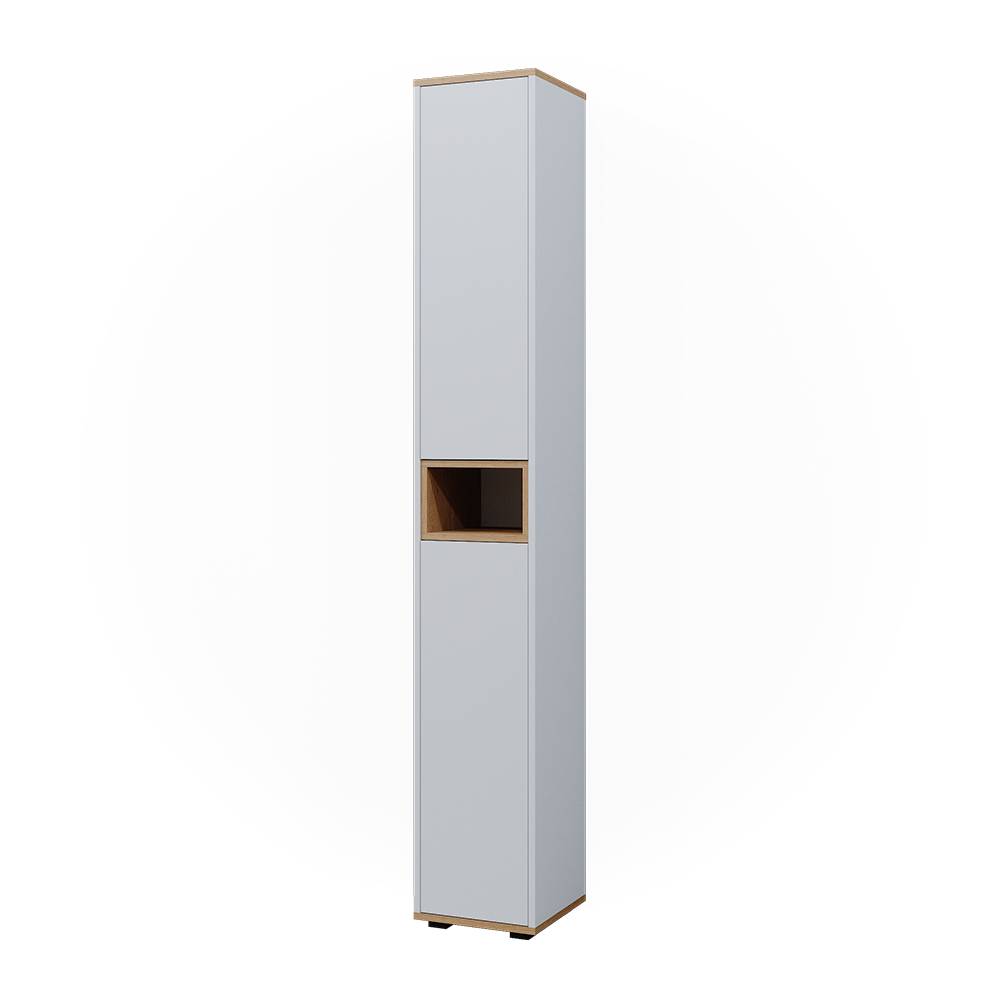 Vicco Badschrank mit 2 Türen, Weiß/Artisan 30 x 192cm style modern Weiß Spanplatte
