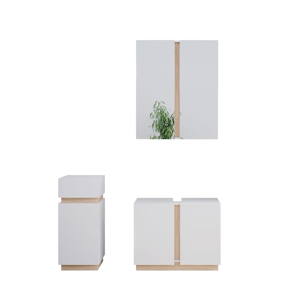 Vicco Badmöbel-Set 3-teilig Weiß 70x55.5cm style modern Weiß Spanplatte