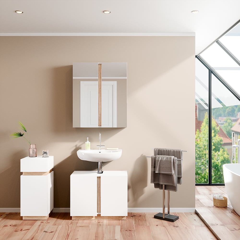 Badmöbel-Set 3-teilig Weiß 70x55.5cm - Maisons Du Monde